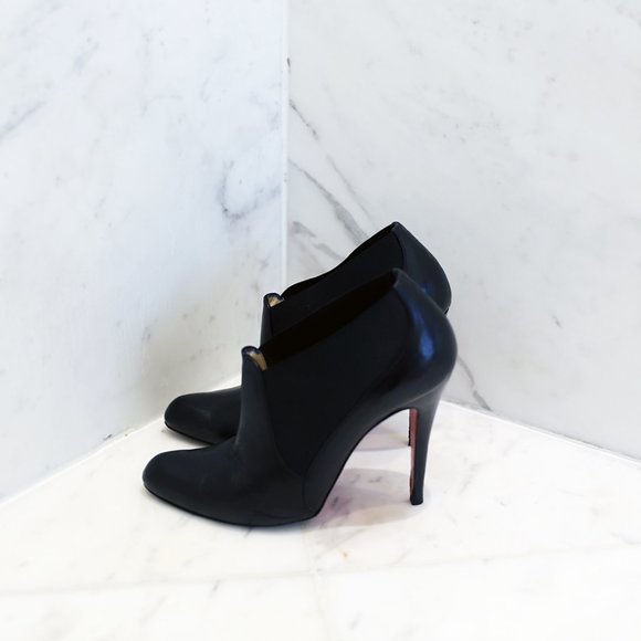 Christian Louboutin Shoes - Christian Louboutin Black Leather Bootie Heels